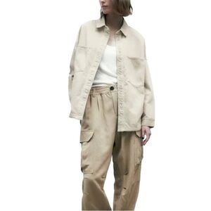 Zara Limited Edition Vintage Wash Shacket Shirt Jacket Utility cargo Oversized M